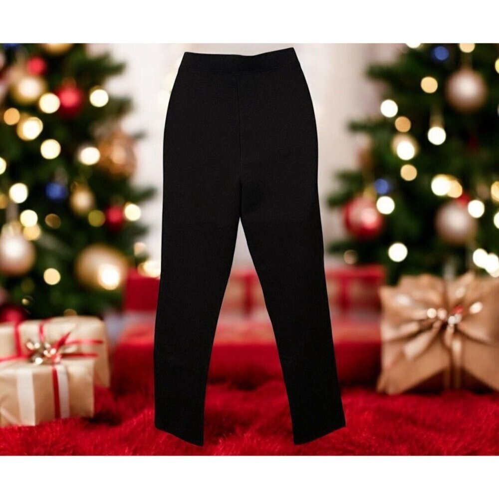 Joan Vass Womens Leggings Size M Black Mid Rise Tapered Leg - Picture 9 of 12
